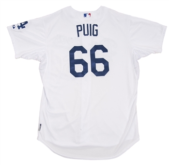 2014 Yasiel Puig Game Used Los Angeles Dodgers Home Jersey